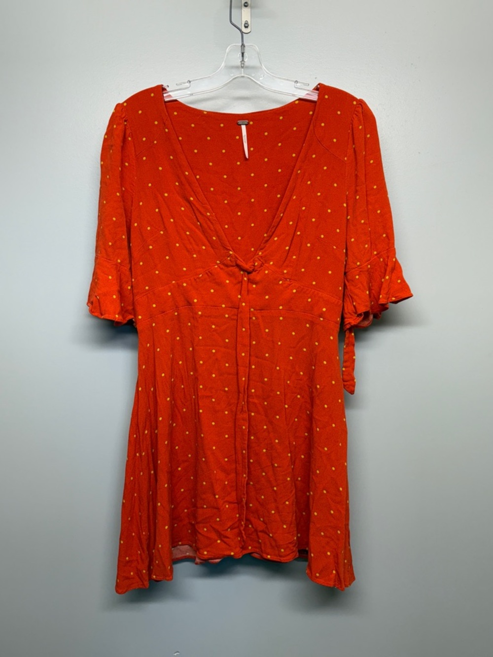 Free People Red Midi Dress with Yellow Polka Dots